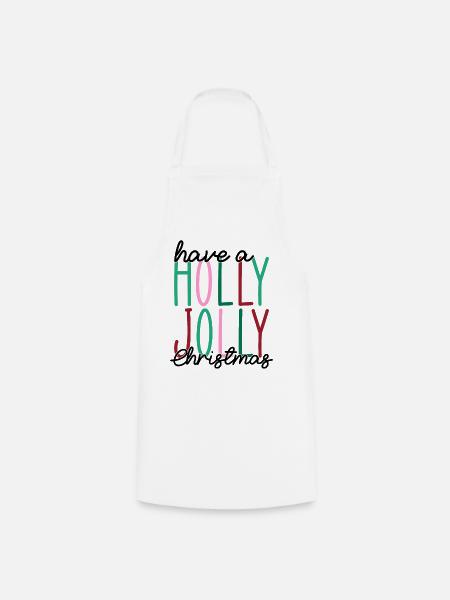 Holly Jolly Zweizeilige Typografie - Kochschürze - Weiß