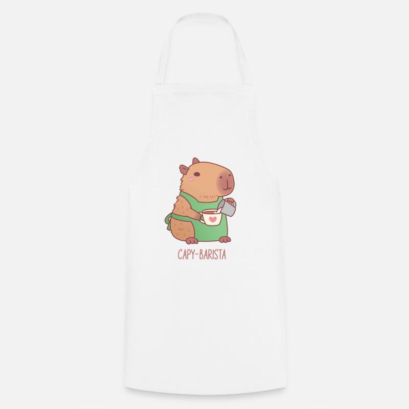 Sød Capybara Barista forbereder kaffe - Forklæde - hvid