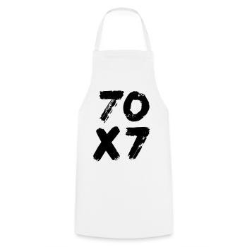 70x7: Infinite Forgiveness - Gospel of Matthew - Cooking Apron - white - Front - AI Model Male 185 dark (185cm)