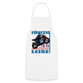 50 Geburtstag 1973 Motorrad Biker Lustig Spruch - Kochschürze - Weiß - Vorne - AI Model Male 185 dark (185cm)