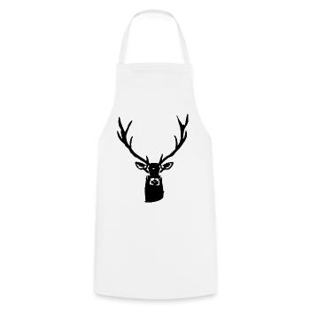 Cerf noble de l’avant - Tablier de cuisine - blanc - Devant - AI Model Male 185 dark (185cm)