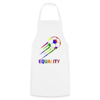 Fußball Regenbogen WM Equality - Kochschürze - Weiß - Vorne - AI Model Male 185 dark (185cm)