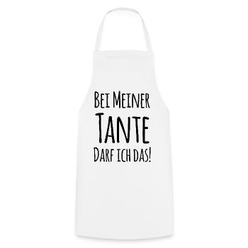 Bei Tante darf ich das! - Kochschürze - Weiß - Vorne - AI Model Male 185 dark (185cm)