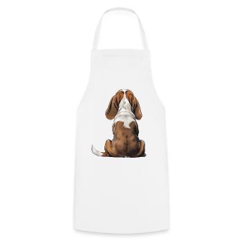Basset Hound - Cooking Apron - white - Front - AI Model Male 185 dark (185cm)