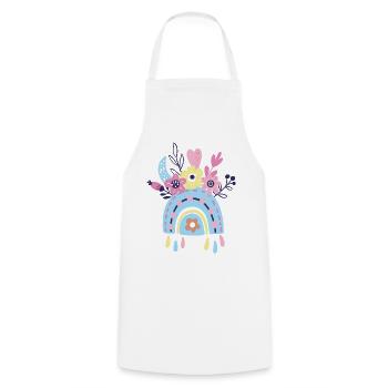 Pastel Rainbow Arc Floral - Cooking Apron - white - Front - AI Model Male 185 dark (185cm)