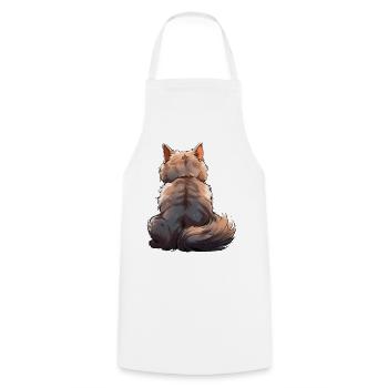Munchkin Katze - Kochschürze - Weiß - Vorne - AI Model Male 185 dark (185cm)