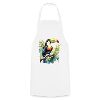 Tukan Aquarell - Kochschürze - Weiß - Vorne - AI Model Male 185 dark (185cm)