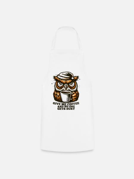 Eule Kaffee müde Geschenk - Kochschürze - Weiß