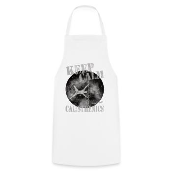 Keep Calm – Calisthenics Design - Cooking Apron - white - Front - AI Model Male 185 dark (185cm)