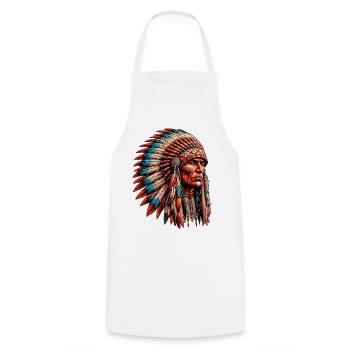 Amérindien Peau rouge d’Amérique - Tablier de cuisine - blanc - Devant - AI Model Male 185 dark (185cm)