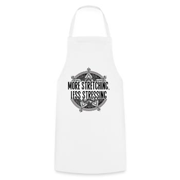 Plus d’étirements, moins de stress – Yoga Design - Tablier de cuisine - blanc - Devant - AI Model Male 185 dark (185cm)