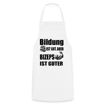 Stärke durch Wissen - Muskulöser Arm und Büchersta - Kochschürze - Weiß - Vorne - AI Model Male 185 dark (185cm)