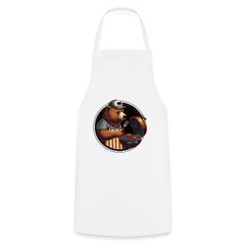 Master of the Grill – GrillBär Papa Grillmeister - Kochschürze - Weiß - Vorne - AI Model Male 185 dark (185cm)