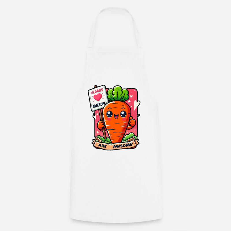 Cheerful Carrot Vegan - Cooking Apron - white