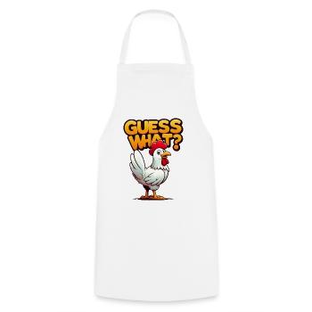 Funny Chicken, CHICKEN BUTT, GUESS WHAT? - Cooking Apron - white - Front - AI Model Male 185 dark (185cm)