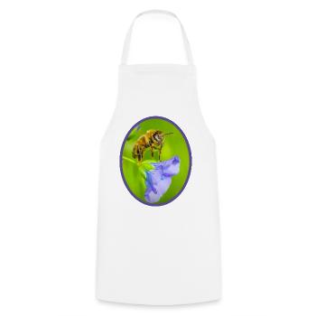 Abeille sur fleur violette - ovale - Tablier de cuisine - blanc - Devant - AI Model Male 185 dark (185cm)