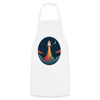 Launched Out - Never Looking Back - Cooking Apron - white - Front - AI Model Male 185 dark (185cm)