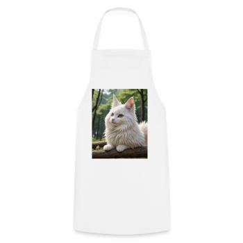Cute Cat - Cooking Apron - white - Front - AI Model Male 185 dark (185cm)