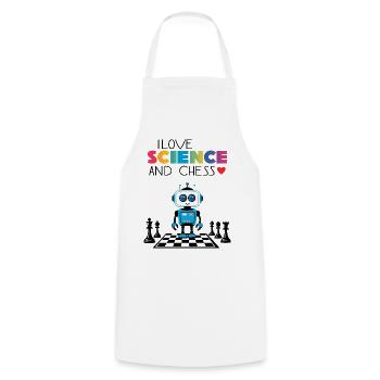 Science and Chess - Cooking Apron - white - Front - AI Model Male 185 dark (185cm)