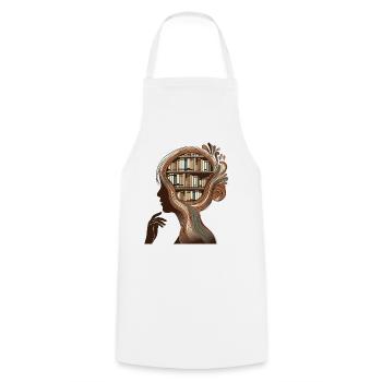 Tête de livres Illustration Pensée Connaissance - Tablier de cuisine - blanc - Devant - AI Model Male 185 dark (185cm)