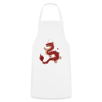 Dragon traditionnel chinois - Tablier de cuisine - blanc - Devant - AI Model Male 185 dark (185cm)