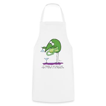 If there is no solution... (English version) - Cooking Apron - white - Front - AI Model Male 185 dark (185cm)