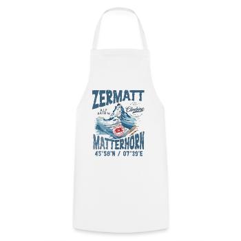 Zermatter Klettern 2 - Kochschürze - Weiß - Vorne - AI Model Male 185 dark (185cm)