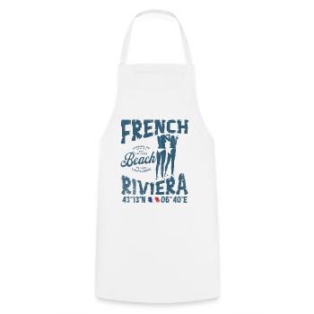 Beach design, French Riviera, summer atmosphere - Cooking Apron - white - Front - AI Model Male 185 dark (185cm)