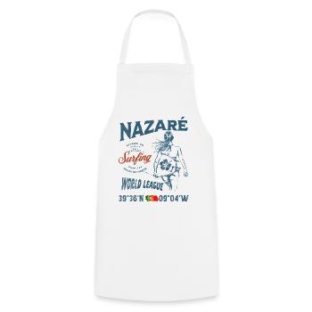 Nazaré Surfing Girl Nautical Print - Cooking Apron - white - Front - AI Model Male 185 dark (185cm)