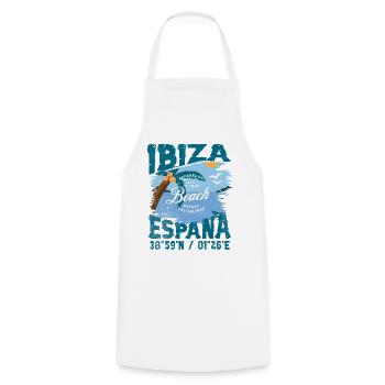 Vintage Design Beach Ibiza Spain - Cooking Apron - white - Front - AI Model Male 185 dark (185cm)