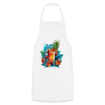 Sommer Cocktail Ananas Papagei Blumen Urlaub Kunst - Kochschürze - Weiß - Vorne - AI Model Male 185 dark (185cm)