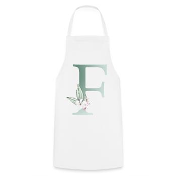 F Monogram, Floral, Customizable - Cooking Apron - white - Front - AI Model Male 185 dark (185cm)