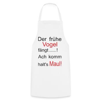 Der frühe Vogel Spruch Grafik - Kochschürze - Weiß - Vorne - AI Model Male 185 dark (185cm)