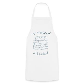 My Weekend Is Booked Funny Book Lover - Cooking Apron - white - Front - AI Model Male 185 dark (185cm)