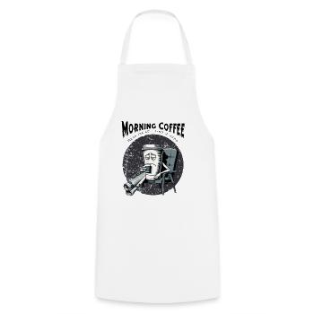 Morning Coffee – Because Adulting Is Hard - Cooking Apron - white - Front - AI Model Male 185 dark (185cm)