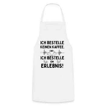 Kaffee ist ein Erlebnis – Kaffeekultur Design - Kochschürze - Weiß - Vorne - AI Model Male 185 dark (185cm)
