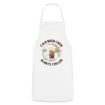 Équipe de cold brew – Conception de café toujours frais - Tablier de cuisine - blanc - Devant - AI Model Male 185 dark (185cm)