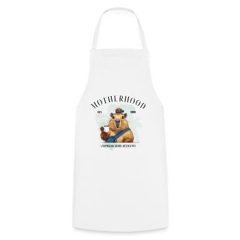 Capymama Mode Activated – Motherhood 2026 - Cooking Apron - white - Front - AI Model Male 185 dark (185cm)
