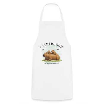 Fatherhood EST. 2025 – Capypapa Mode Activated - Cooking Apron - white - Front - AI Model Male 185 dark (185cm)