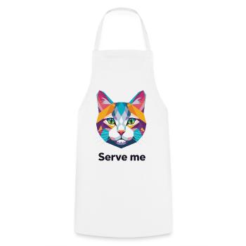 Colorful geometric cat illustration - Cooking Apron - white - Front - AI Model Male 185 dark (185cm)