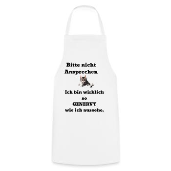 Dire chat agacé - Tablier de cuisine - blanc - Devant - AI Model Male 185 dark (185cm)
