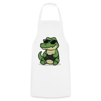 Gamer-Gator - Kochschürze - Weiß - Vorne - AI Model Male 185 dark (185cm)