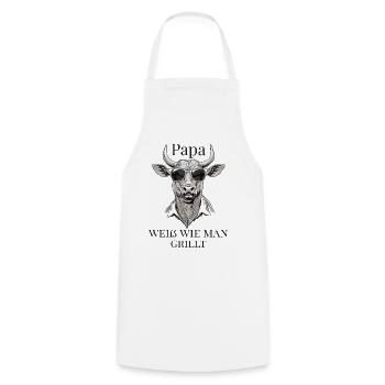 Dad knows how to grill - Cooking Apron - white - Front - AI Model Male 185 dark (185cm)