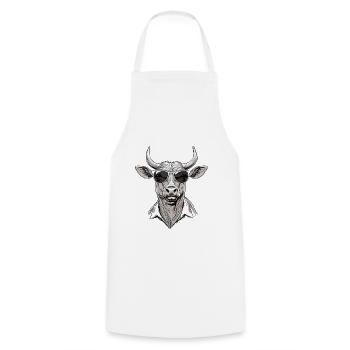 Grillmeister - Cool buffalo with sunglasses - Cooking Apron - white - Front - AI Model Male 185 dark (185cm)