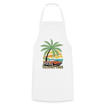 Ciel tropical et voiture vintage - Tablier de cuisine - blanc - Devant - AI Model Male 185 dark (185cm)