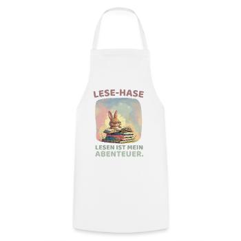 Rabbit reading with adventure style - Cooking Apron - white - Front - AI Model Male 185 dark (185cm)