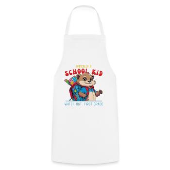 Écolier drôle avec conception de sac à dos - Tablier de cuisine - blanc - Devant - AI Model Male 185 dark (185cm)
