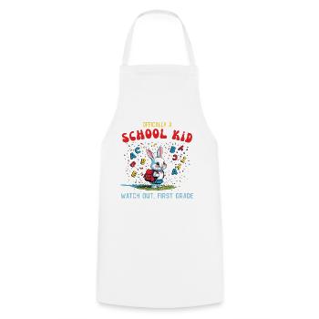 Funny school bunny design for first grader - Cooking Apron - white - Front - AI Model Male 185 dark (185cm)