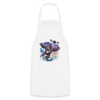 Gorille Drone Enfants Drôle - Tablier de cuisine - blanc - Devant - AI Model Male 185 dark (185cm)