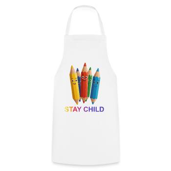 Colorful crayons with facial expressions - Cooking Apron - white - Front - AI Model Male 185 dark (185cm)